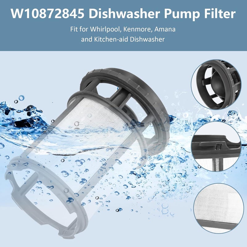 PETOX W10872845 Dishwasher Pump Filter Cup Replacement for Whirlpool Kenmore Amana Kitcheniad Dishwasher - Replace Part 8579307 W10142911 W10056425 W10056426 (Update Version) - Image 3